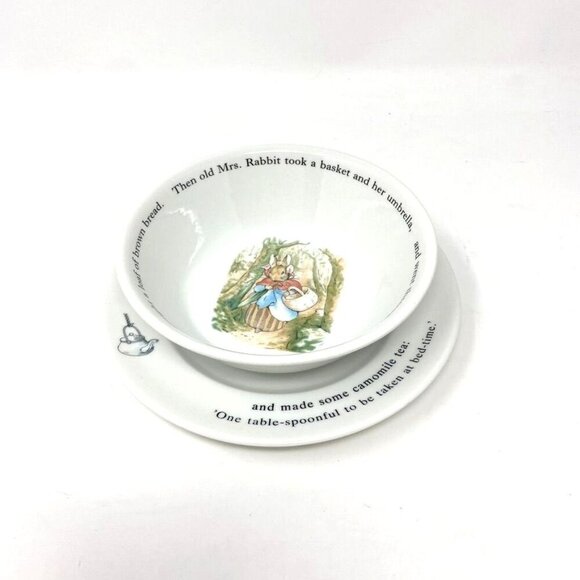 Peter Rabbit by Wedgwood Child Bread Butter Plate and Coupe Cereal Bowl Set - Picture 2 of 9